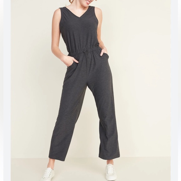 Old Navy Pants - Old Navy Marled Black ‘Breathe On’ Sleeveless Jumpsuit. Size Large.